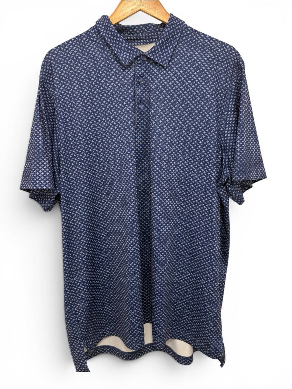Vineyard Vines Navy Micro-Pattern Short-Sleeve Polo